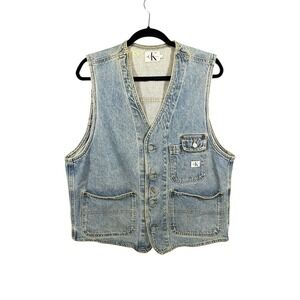 Vintage Calvin Klein Jeans Denim Vest | Adult LG Large 90s